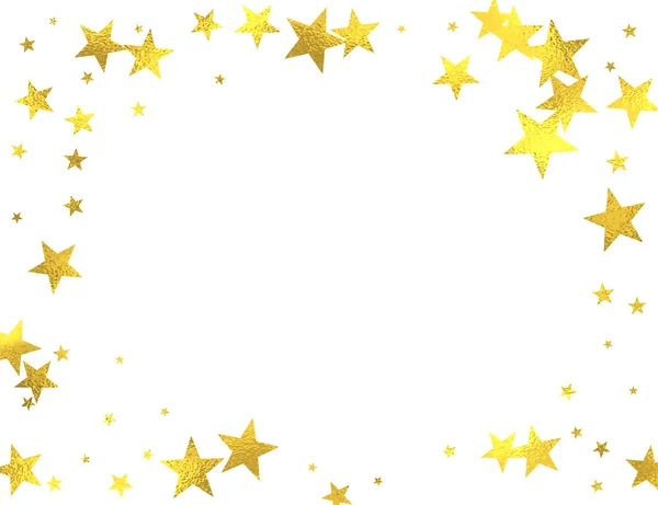 Золоті блискучі зірки фольги на білому тлі — стоковий вектор