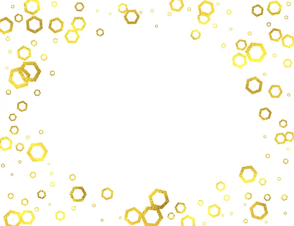 Шестиугольники из золотой фольги на белом фоне — стоковый вектор