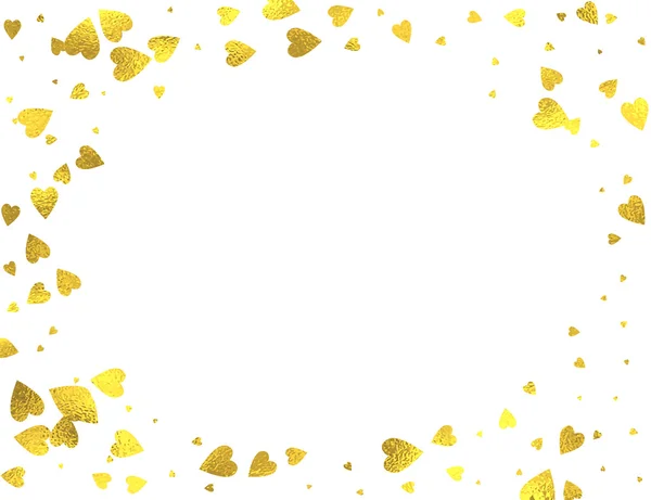 Corazones de papel de aluminio brillante oro sobre fondo blanco — Vector de stock