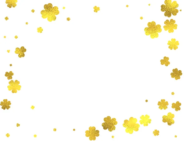 Χρυσό ακτινοβολώντας αλουμινόχαρτο λουλούδια σε άσπρο φόντο — Διανυσματικό Αρχείο