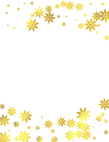 Χρυσό ακτινοβολώντας αλουμινόχαρτο λουλούδια σε άσπρο φόντο — Διανυσματικό Αρχείο