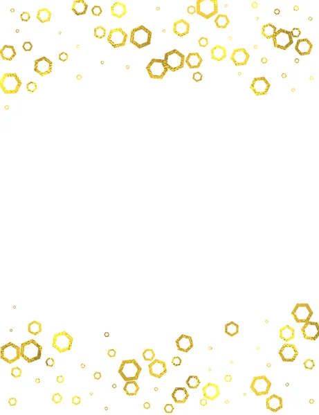 Gold glittering foil hexagons on white background — Stock Vector