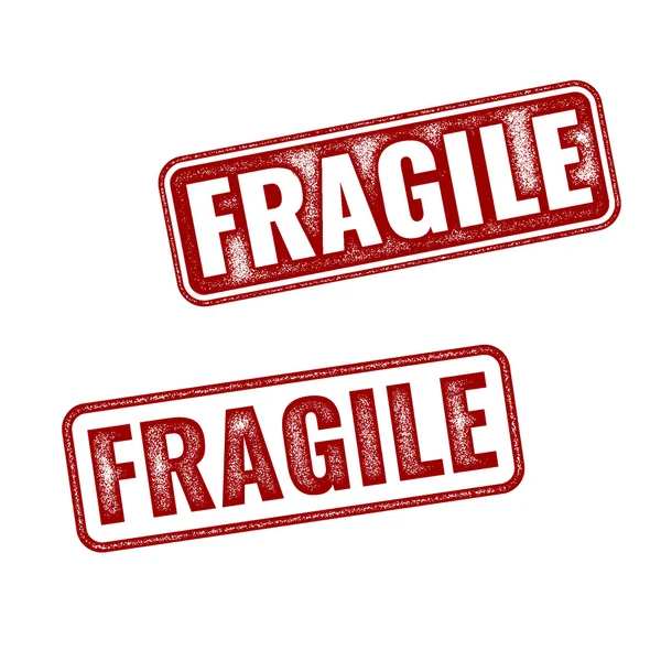 Carimbo de borracha realista Fragile sobre fundo branco — Vetor de Stock