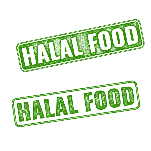 Set of realistic vector Halal Food rubber stamp — Stock Vector