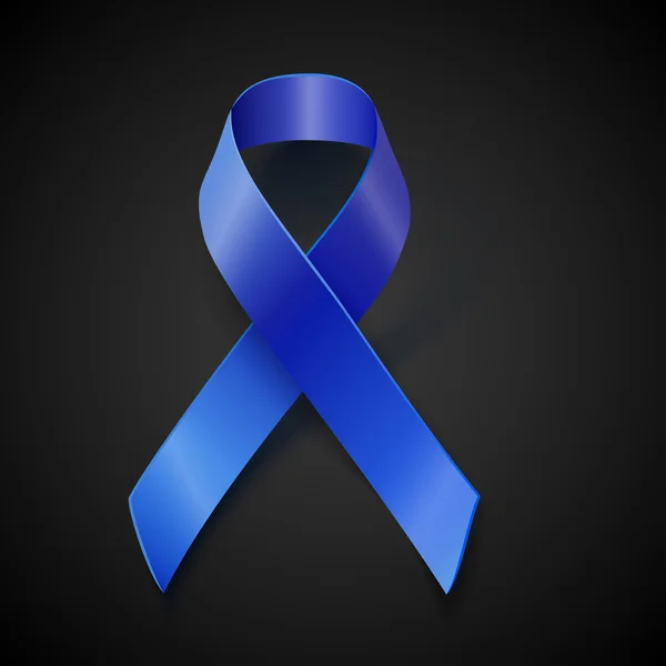 Awareness blue vector ribbon isolated on black — Stock Vector