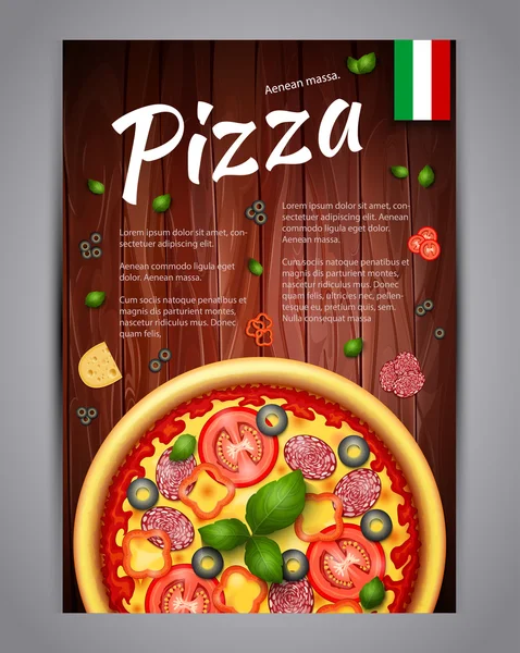 Ahşap olarak gerçekçi dikey pizza vektör görüntüle — Stok Vektör