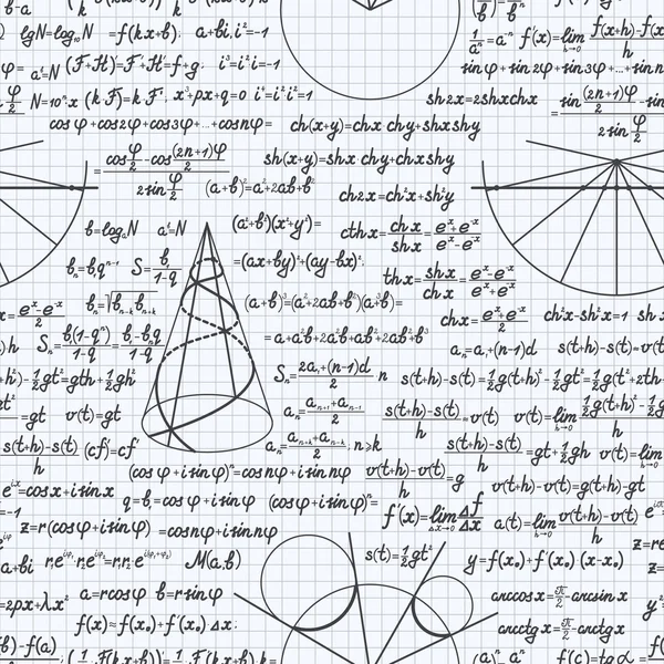 Matematik vektör Dikişsiz desen arka plan defter — Stok Vektör
