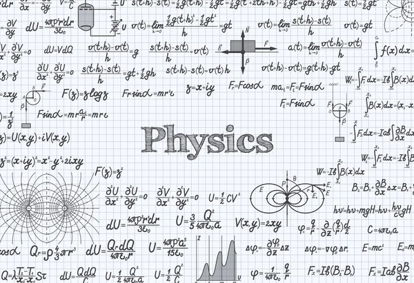 Physique vector de fond dans le cahier d’exercices — Image vectorielle