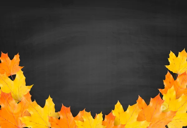 Herbst-Tafel-Hintergrund mit realistischen Ahornblätter — Stockvektor