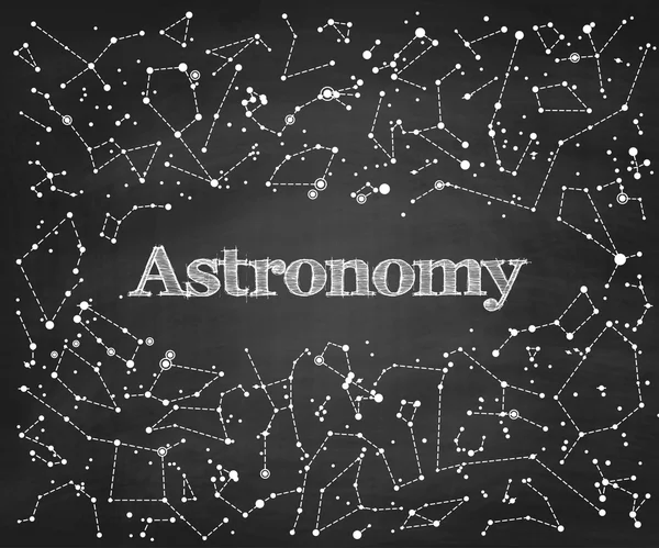 Αστερισμοί διανυσματικά μοτίβο με λέξη αστρονομία — Διανυσματικό Αρχείο