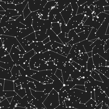Constellations Seamless vector pattern on dark sky clipart
