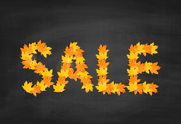 Herfst esdoorn bladeren geordend woord verkoop — Stockvector