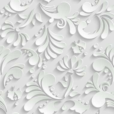 Abstract Floral 3d Seamless Pattern, Trendy Design Template clipart