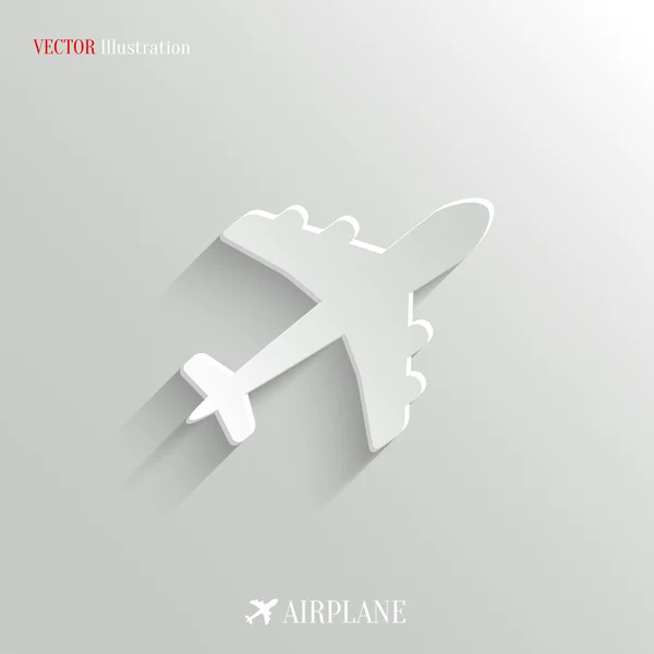 Icono de avión - botón blanco app vector — Διανυσματικό Αρχείο