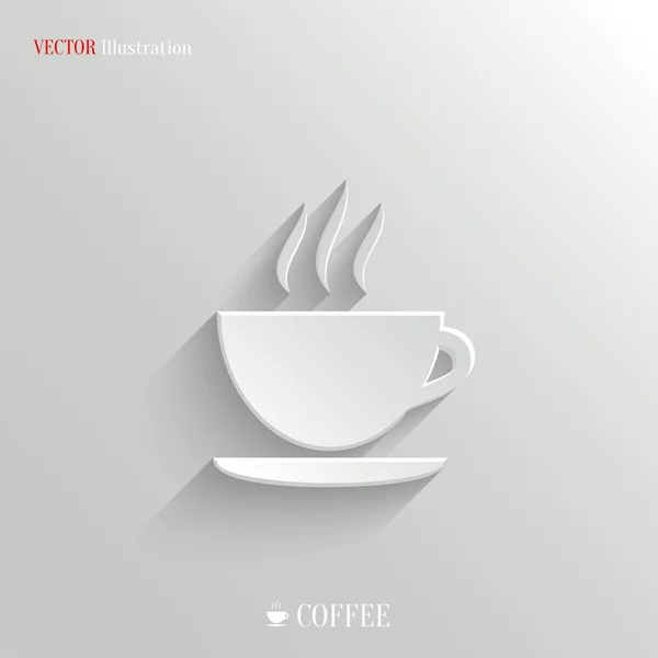 Kahve simgesi - vektör beyaz app düğmesi — Stok Vektör