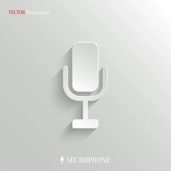 Ícone de microfone - botão branco app de vetor — Vetor de Stock