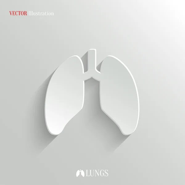 Ícone de pulmões - botão branco app de vetor —  Vetores de Stock