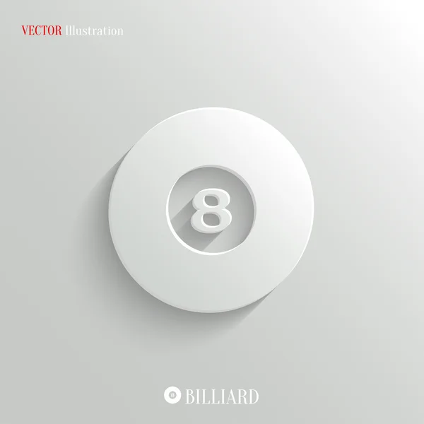 Billiard icon - vector white app button — Stock Vector