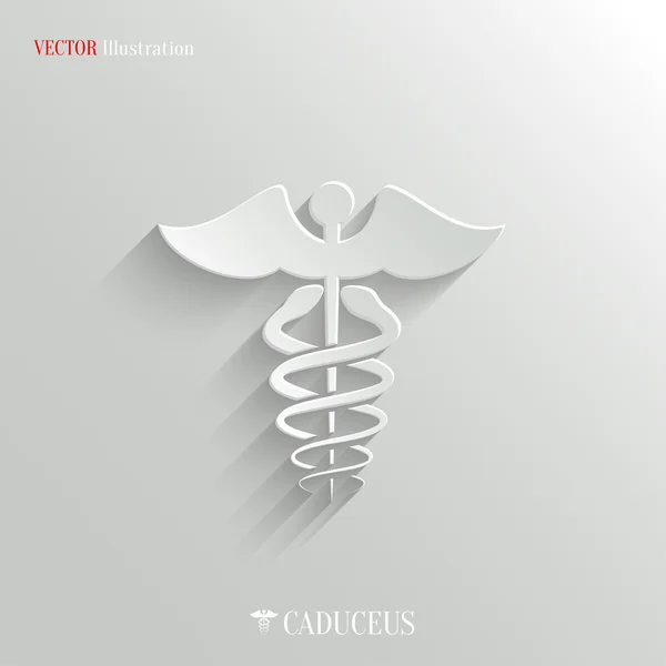 Caduceus Medical Symbol- vector icono de la aplicación blanca — Archivo Imágenes Vectoriales