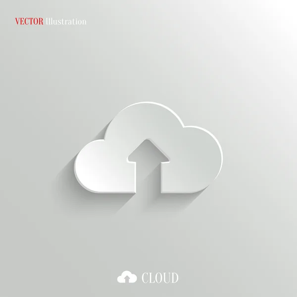 Icône d'upload de nuage - vecteur app blanc bouton — Image vectorielle