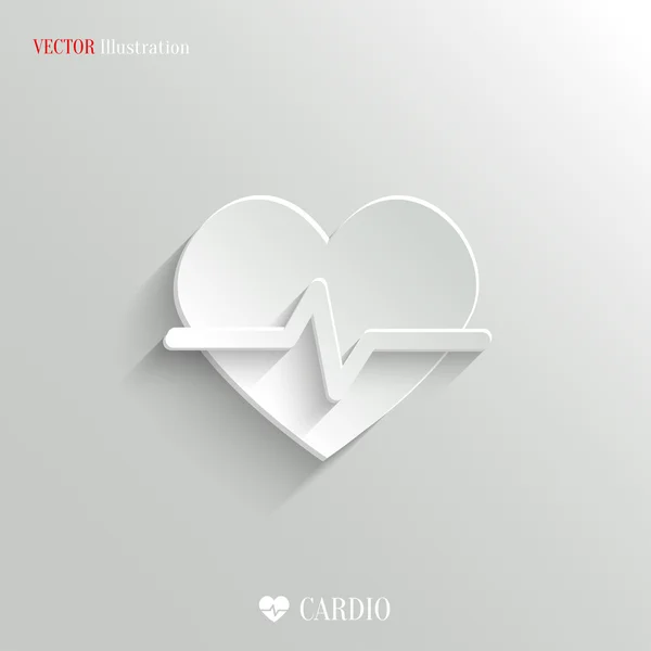 Cardiology icon - vector white app button — Stock Vector