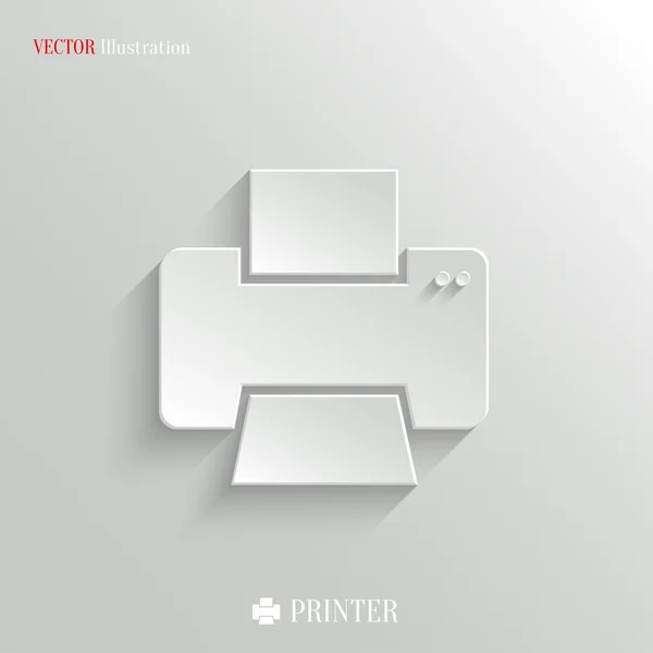 Icono de la impresora - botón blanco app vector — Vector de stock