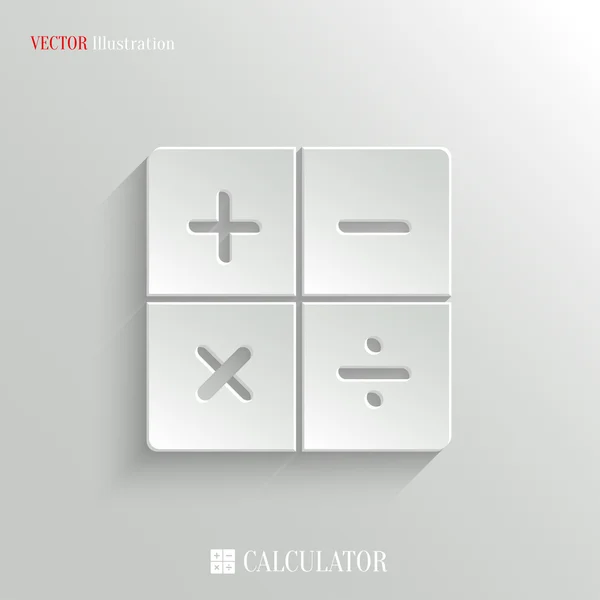 Icône représentant une calculatrice - bouton blanc app vector — Image vectorielle