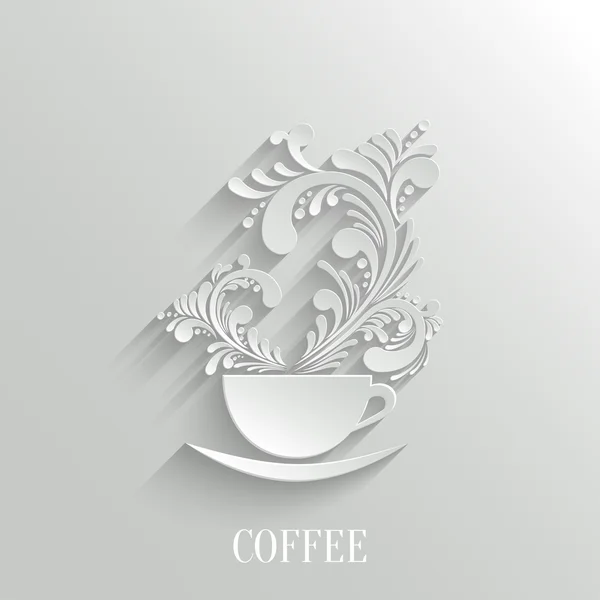 Абстрактные 3d чашка кофе с элементом дизайна цветочный аромат с тенью. Модный дизайн шаблона — стоковый вектор