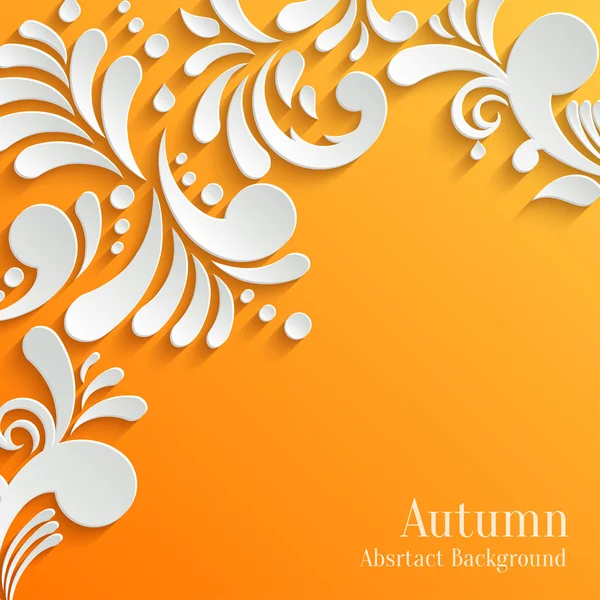 Fondo abstracto naranja otoño con patrón Floral 3d — Vector de stock