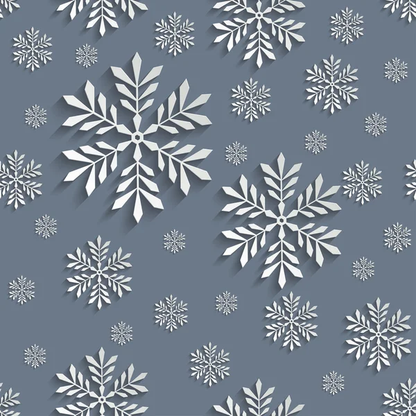 Abstrato 3d padrão sem emenda com flocos de neve — Vetor de Stock