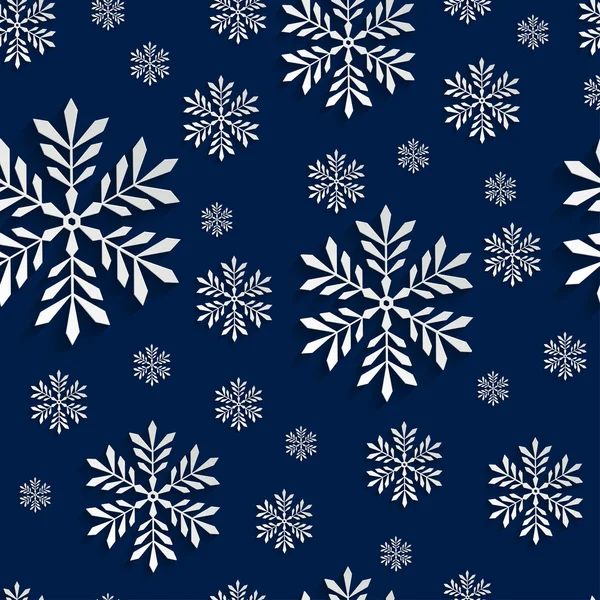 Abstract 3d Seamless Pattern with Snowflakes — Stock Vector