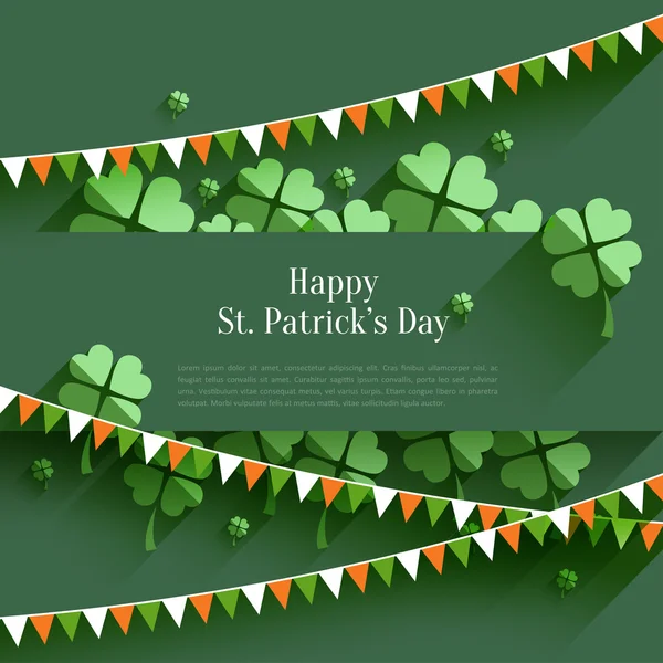 Happy St. Patricks Day - wenskaart in vlakke stijl, moderne ontwerpelement — Stockvector