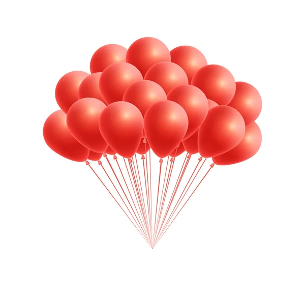 Grup doğum günü vektör veya kırmızı balonlar parti — Stok Vektör