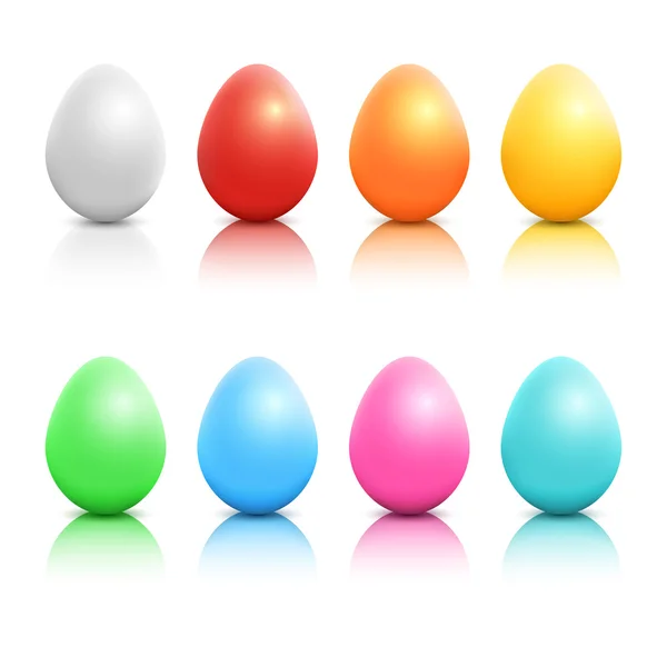 Conjunto de ovos de Páscoa coloridos e realistas — Vetor de Stock