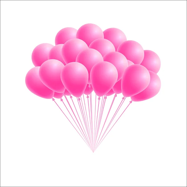 Vector bos verjaardag of partij roze ballonnen — Stockvector