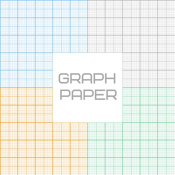 Vector graph millimeter paper seamless pattern set — Stock Vector