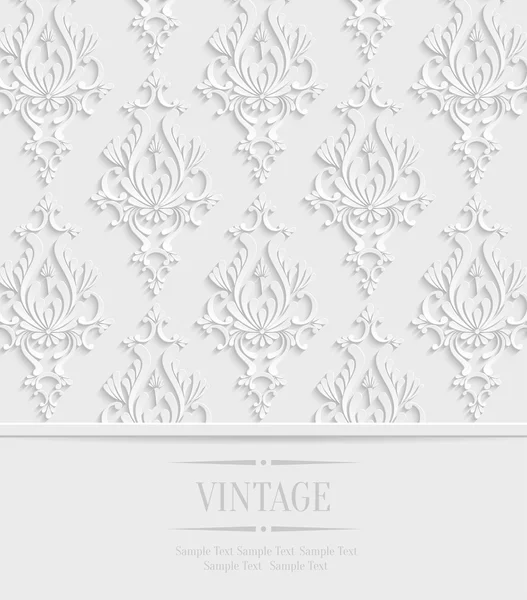 Vecteur 3d Vintage Invitation carte avec motif damassé Floral — Image vectorielle