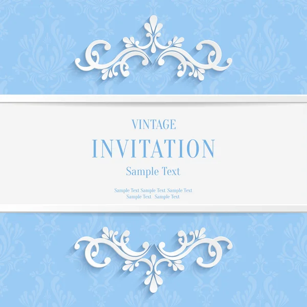 Vector Light Blue Floral 3d Christmas and Invitation Cards Background — Vetor de Stock