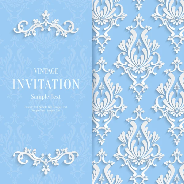 Vector Blue Floral 3d Christmas and Invitation Background Template — Stock Vector