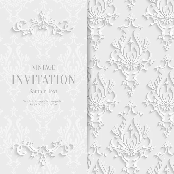 Vector White Floral 3d Christmas and Invitation Background Template — Stockvector