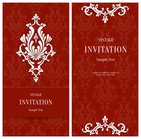 Vector Red Floral 3d Background. Template for Christmas or Invitation Cards — Stockový vektor