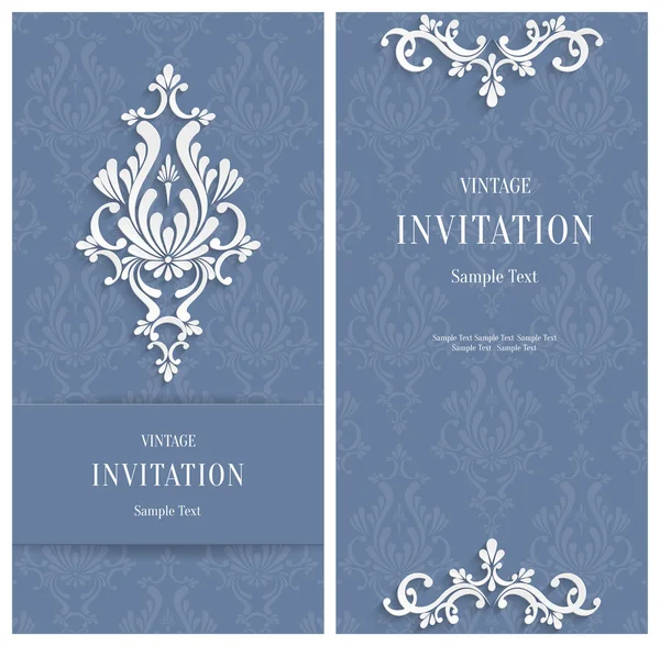 Vector Grey Floral 3d Background. Template for Wedding or Invitation Cards — Vetor de Stock