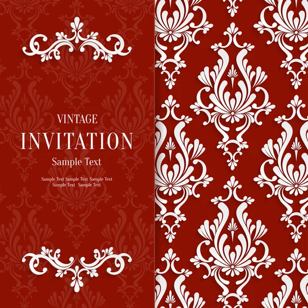 Vector Red Floral 3d Christmas and Invitation Background Template — Stockvector