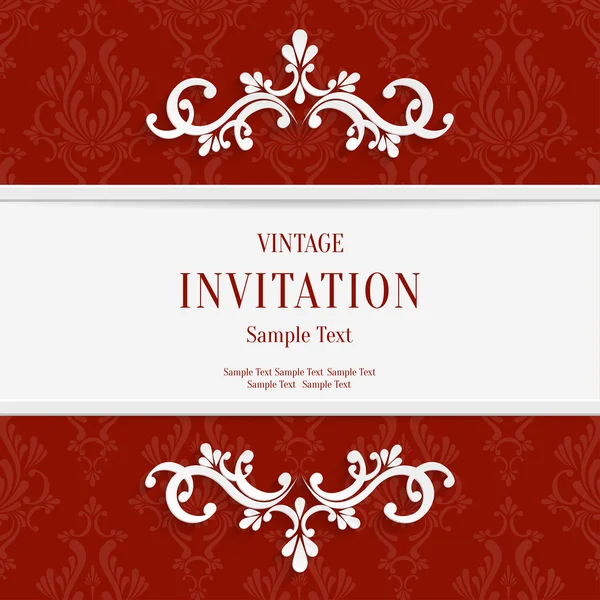 Vector Red Floral 3d Christmas and Invitation Cards Background — Stockový vektor