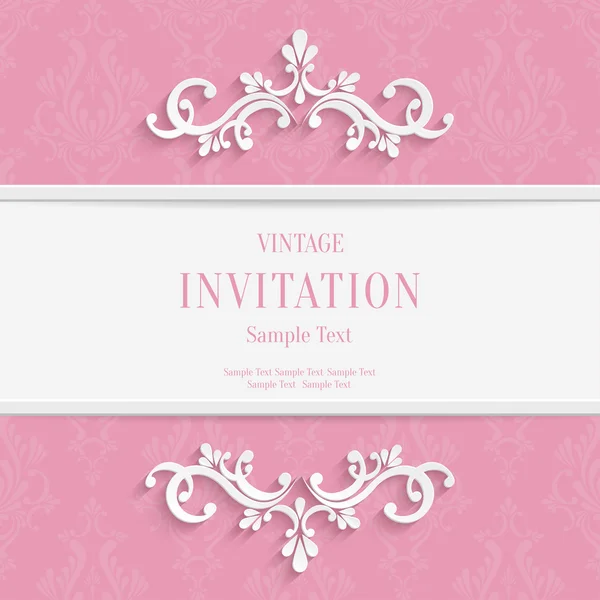 Vector Pink  Floral 3d Christmas and Invitation Cards Background — Stockvector