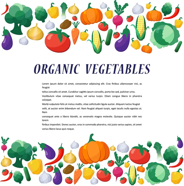 Vector Vegetables Background in Flat Style — Stock Vector