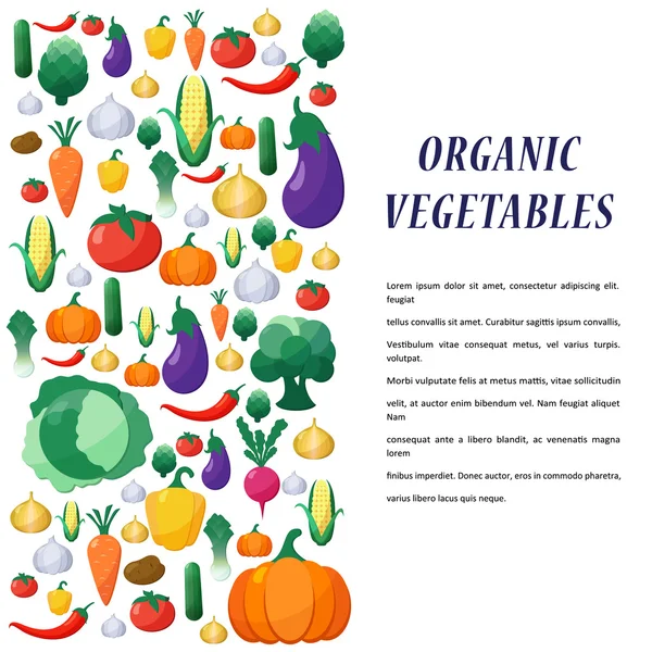 Vector Vegetables Background in Flat Style — Stockový vektor