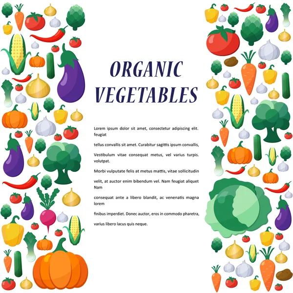 Vector Vegetables Background in Flat Style — Stockový vektor