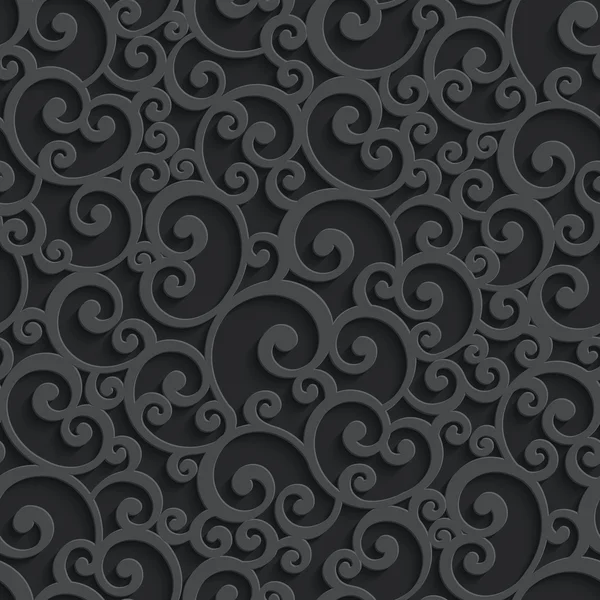 Vector Black 3d Swirl Seamless Pattern — 图库矢量图片