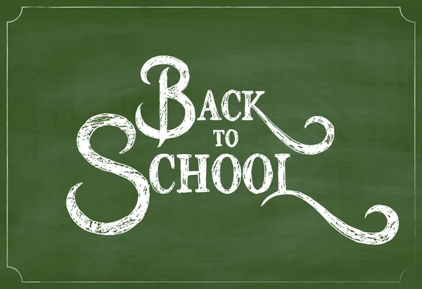 Back to School Chalk Hand Drawing Greeting Card over Green Chalkboard — Wektor stockowy